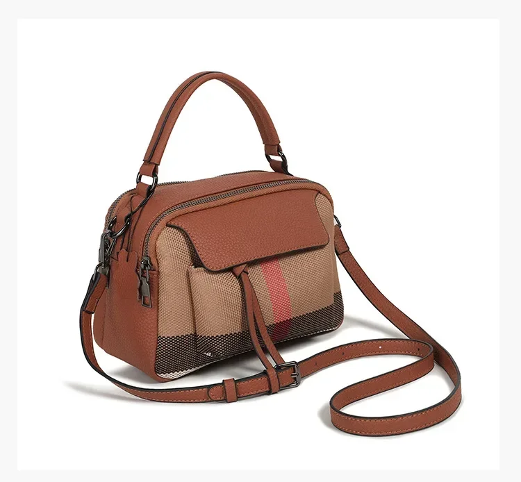 Classic Elegant Leather Crossbody Diaper Bag: Luxury Women's Handbag With Vintage Designer Look And Large Capacity Messenger