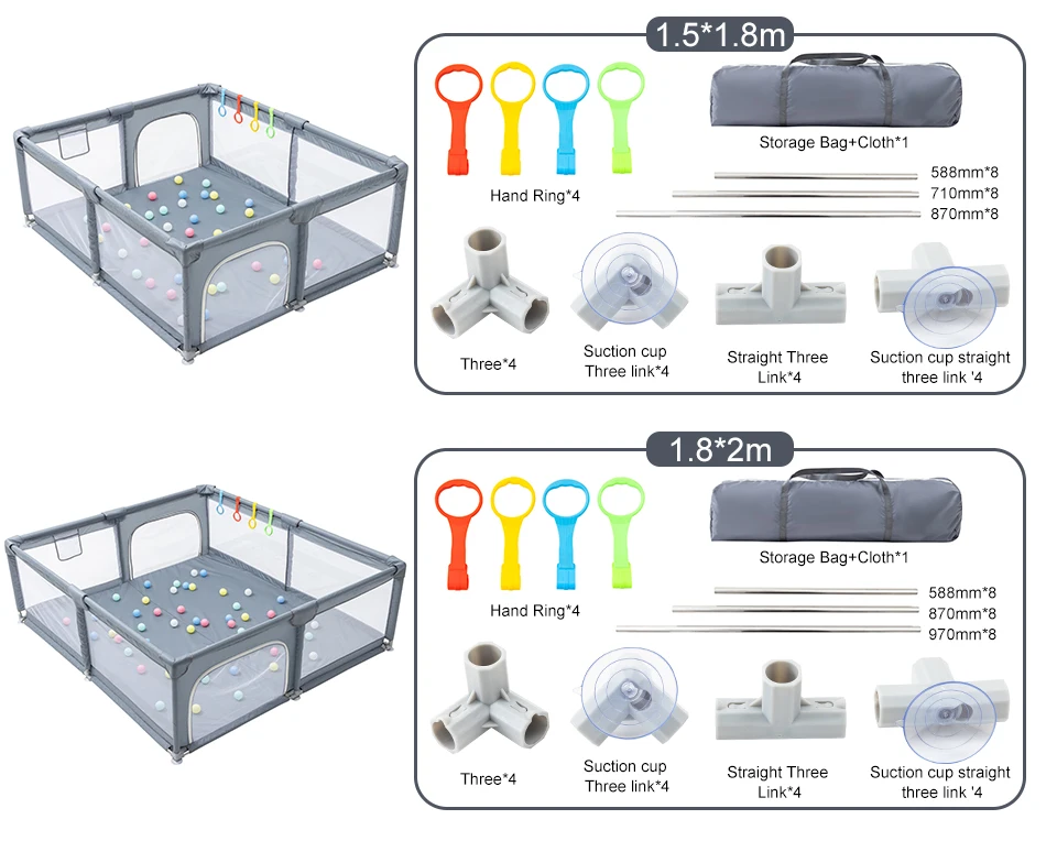 All-in-One Large Baby Play Yard Soft Shock Absorbing Padding Integrated Ball Pit Safety Playpen Indoor Outdoor Multi-Scene Toddler Activity Center For 0-5 Years Old Baby Home Garden Daily Use