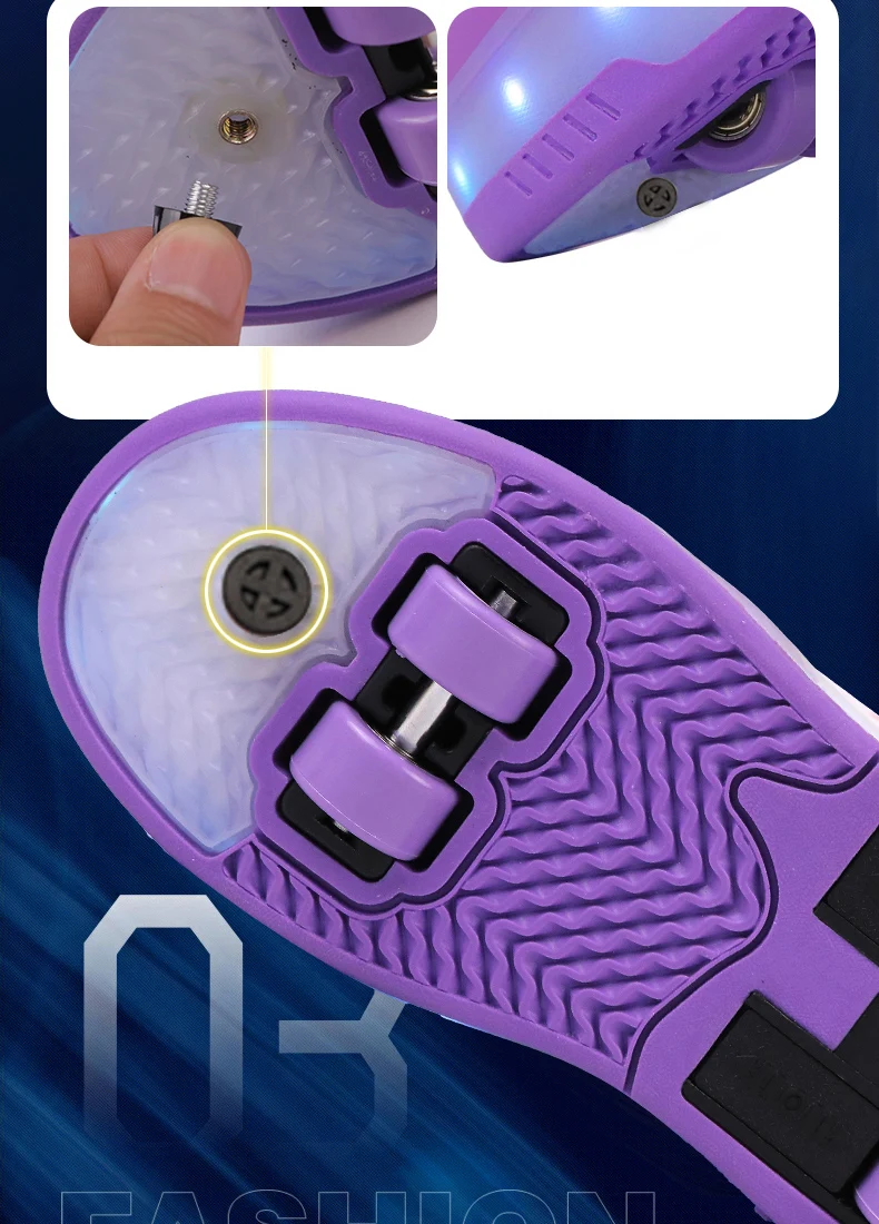Kid Led Glowing Sneakers USB Charging Luminous Shoes Outdoor Sport Roller Skates Children Four Wheels Boys Girls Casual Shoes