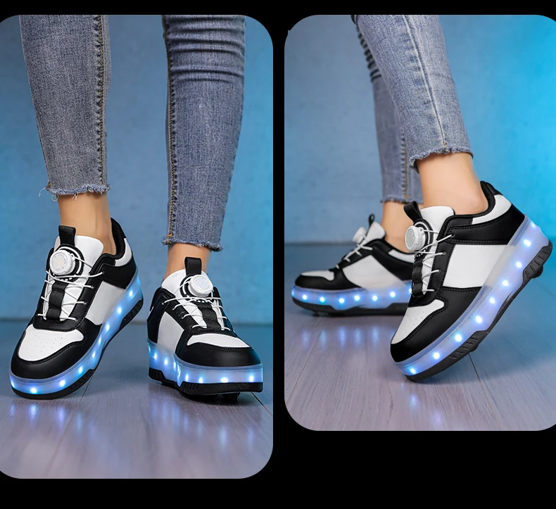 Kid Led Glowing Sneakers USB Charging Luminous Shoes Outdoor Sport Roller Skates Children Four Wheels Boys Girls Casual Shoes
