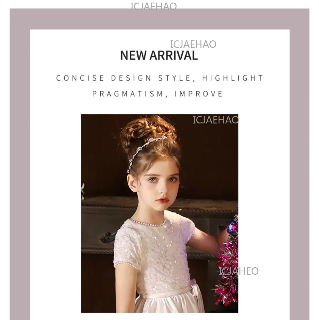 White Kids Formal Princess Performance Birthday Flower Girl Evening Dress Gown Korean Style Sweet Little Children Host Piano