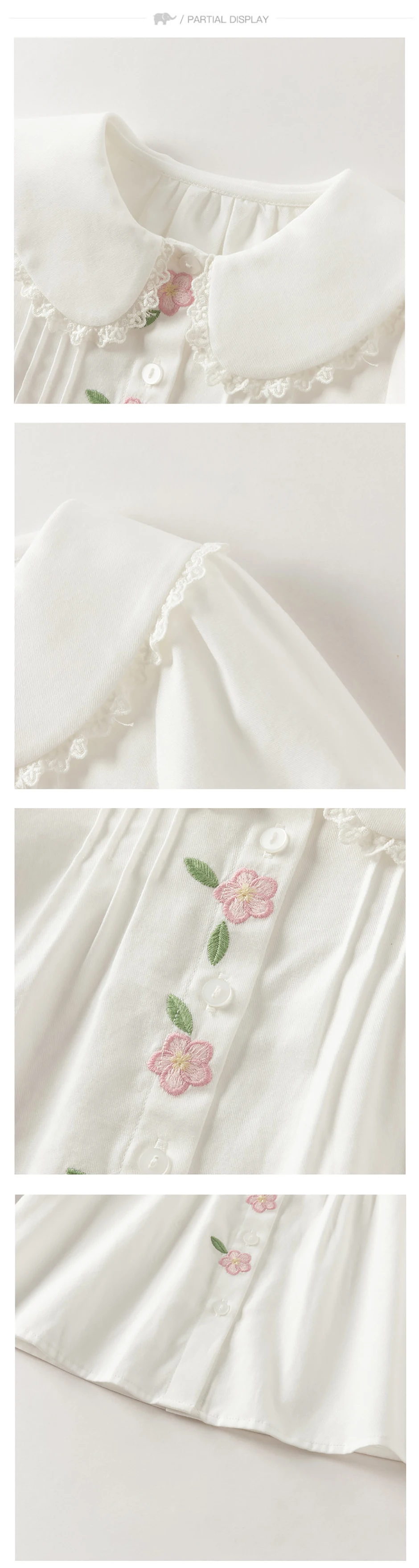 Dave Bella Shirts Autumn Pure Cotton Blouse for Children Spring Girls White Top Clothing Lace Fashion Flower Outdoors DB3261770
