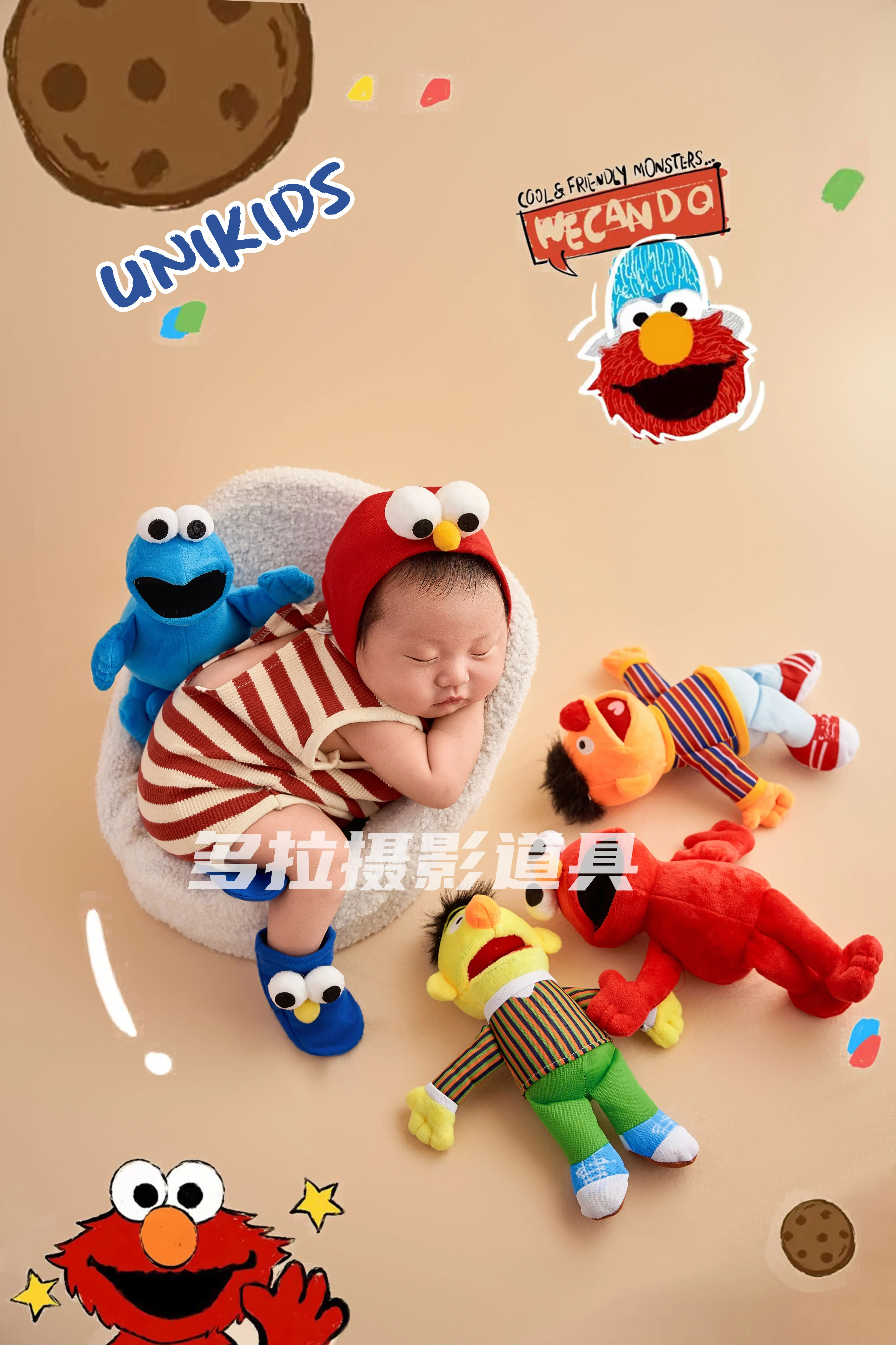 ❤️Newborn Photography Clothing Hat+Jumpsuit+Socks+Doll *4 Studio Baby Photo Props Accessories Clothes Outfits Fotografia