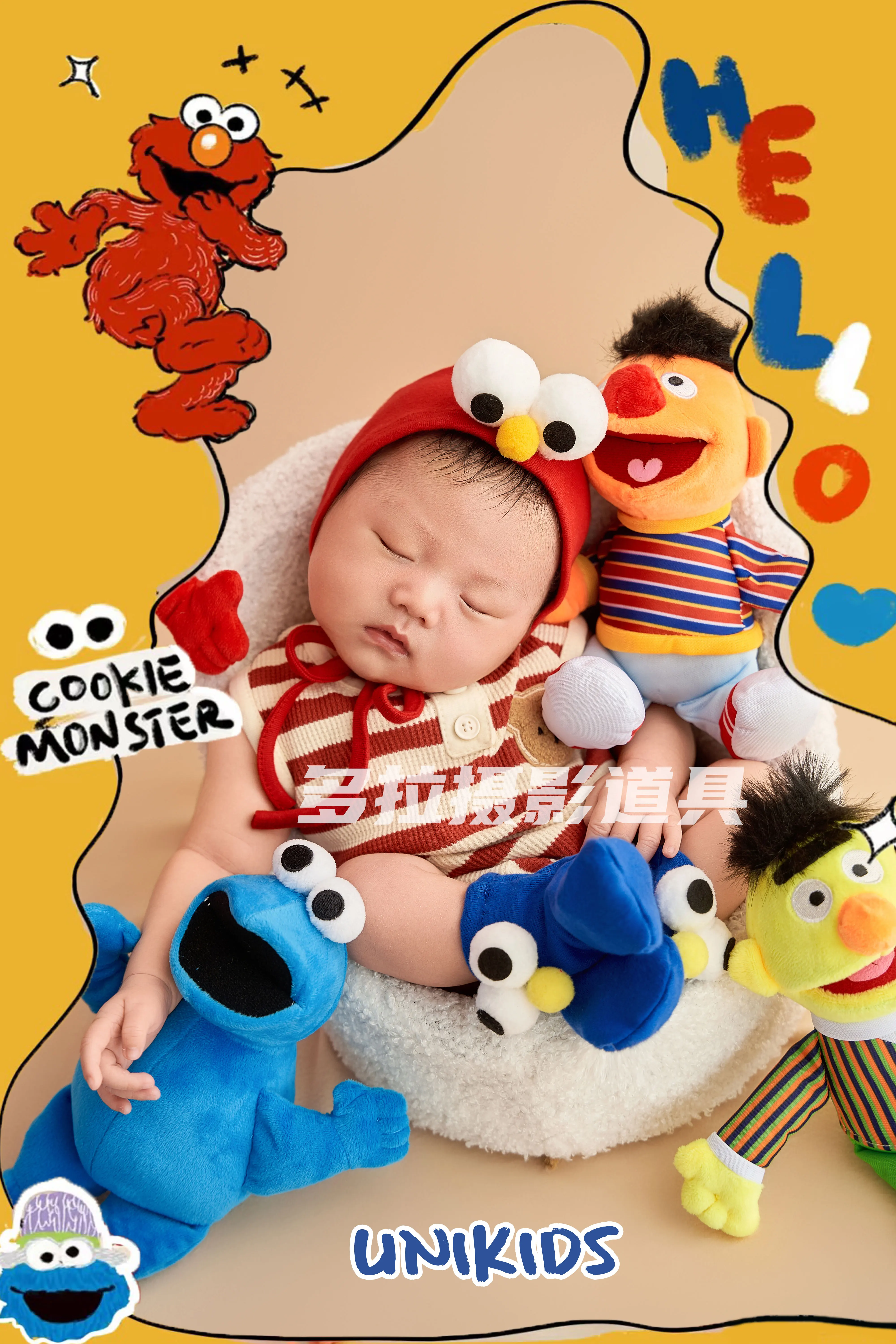 ❤️Newborn Photography Clothing Hat+Jumpsuit+Socks+Doll *4 Studio Baby Photo Props Accessories Clothes Outfits Fotografia