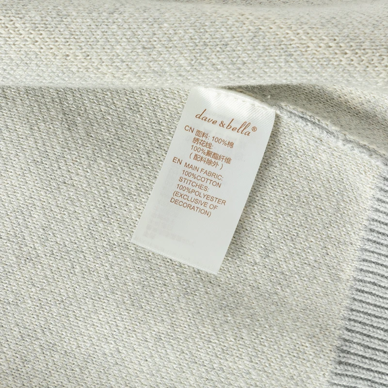 Dave Bella Autumn Sweater Kids Cardigan 100% Cotton Letter Cardigan Sweater Outerwear Sweater Baby Boy Clothes DB3241958