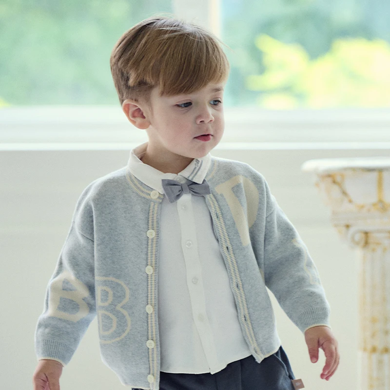 Dave Bella Autumn Sweater Kids Cardigan 100% Cotton Letter Cardigan Sweater Outerwear Sweater Baby Boy Clothes DB3241958