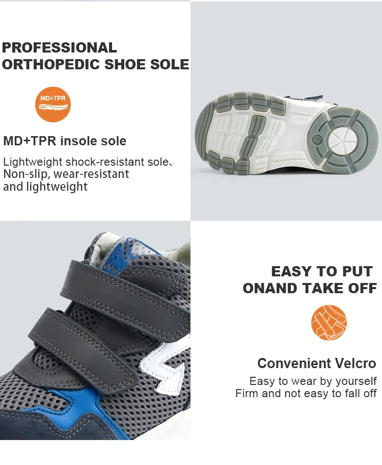 Corrective Orthopedic Sneaker for Kids High Top AFO Leather, Boys and Girls' Arch Support Shoes for Prophylactic Toe Walking