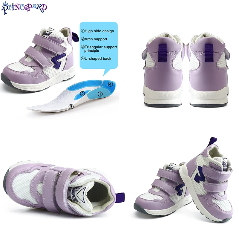 Corrective Orthopedic Sneaker for Kids High Top AFO Leather, Boys and Girls' Arch Support Shoes for Prophylactic Toe Walking