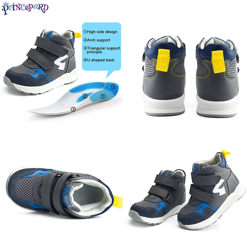 Corrective Orthopedic Sneaker for Kids High Top AFO Leather, Boys and Girls' Arch Support Shoes for Prophylactic Toe Walking