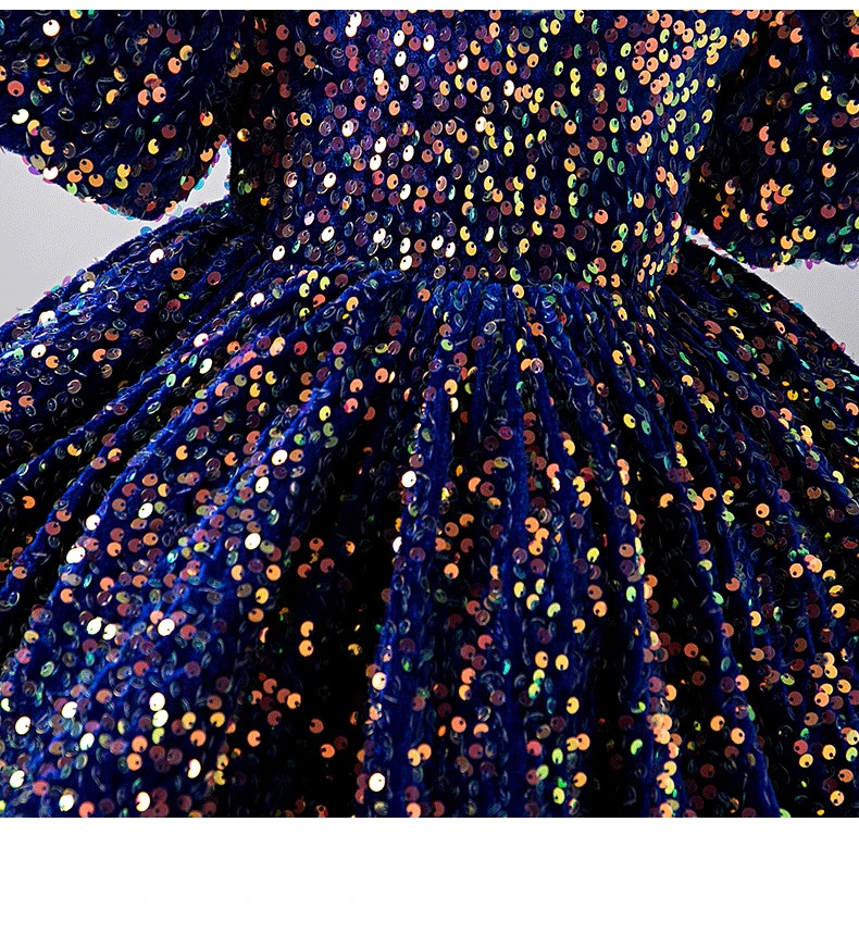 Children Yellow Dress Girls Party Evening Elegant Luxury Celebrity Formal Dresses Fluffy Sequin Tutu Ball Gown Birthday Vestidos