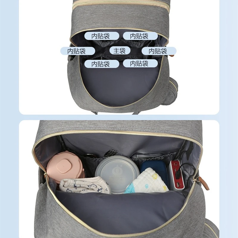 Folding Mommy Bag with USB Port Mosquito Net Portable Multi Function Pee Pad Mother Baby Bag Backpack Bed Nappi Bag
