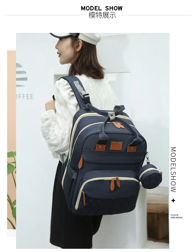 Folding Mommy Bag with USB Port Mosquito Net Portable Multi Function Pee Pad Mother Baby Bag Backpack Bed Nappi Bag