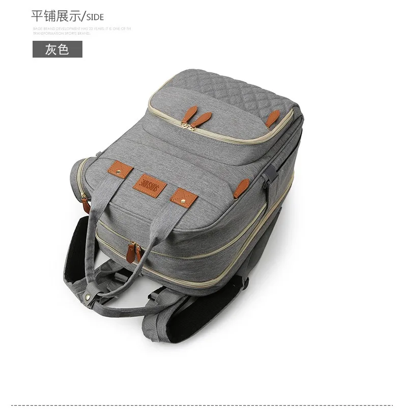 Folding Mommy Bag with USB Port Mosquito Net Portable Multi Function Pee Pad Mother Baby Bag Backpack Bed Nappi Bag