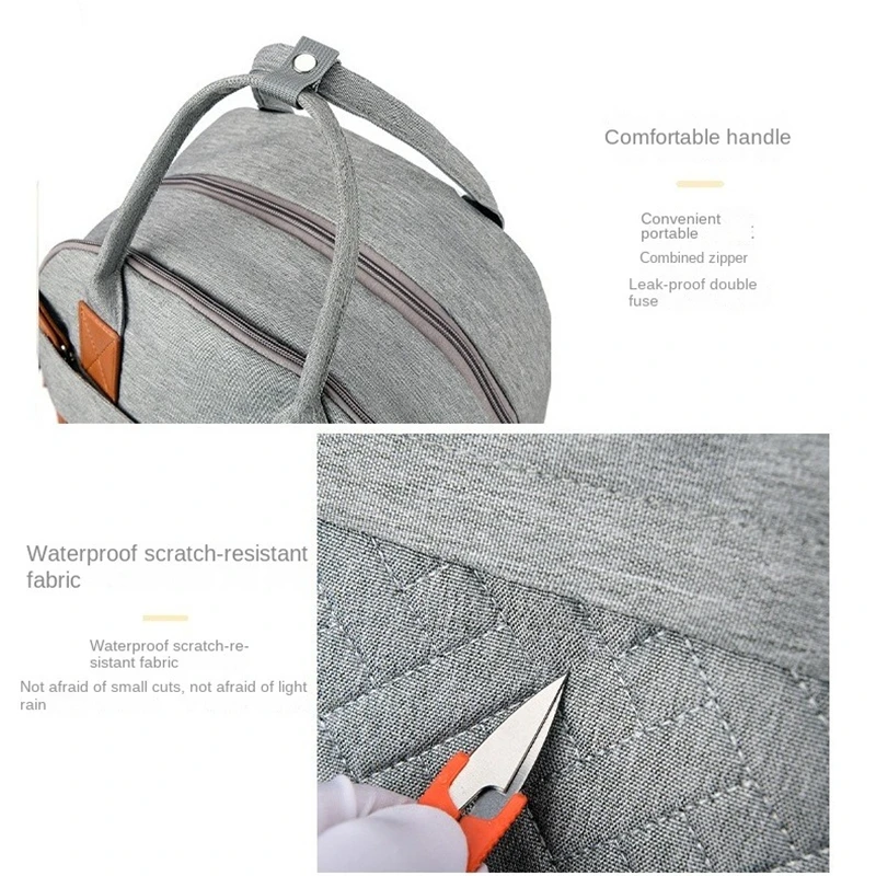 Folding Mommy Bag with USB Port Mosquito Net Portable Multi Function Pee Pad Mother Baby Bag Backpack Bed Nappi Bag