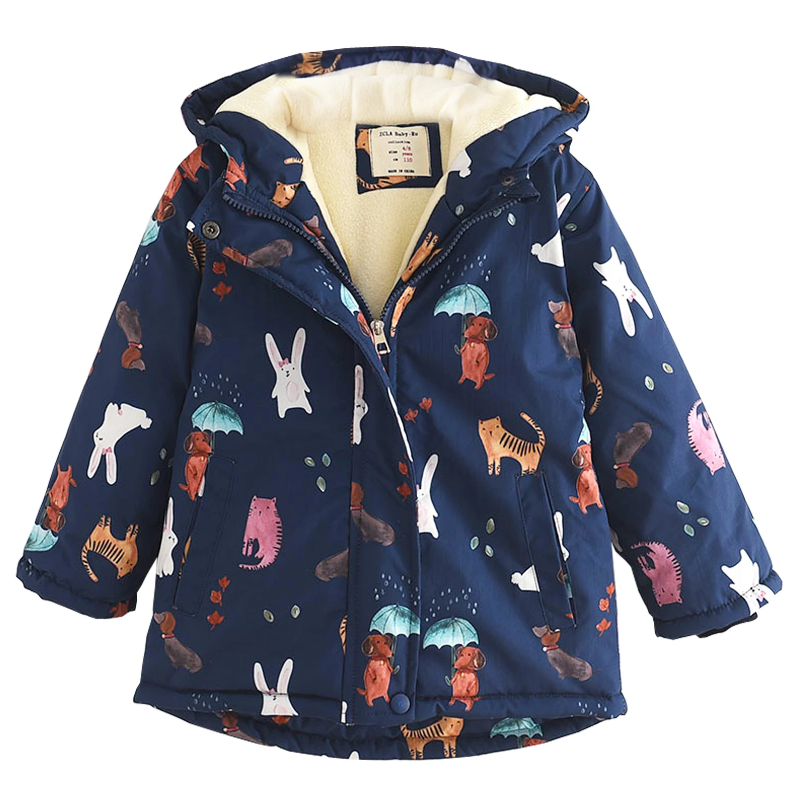 Girls' Softshell Jacket with Fleece,Children's Transition Coat,Windproof Waterproof Rain Jacket,Hood Cartoon Kids Winter Outfits