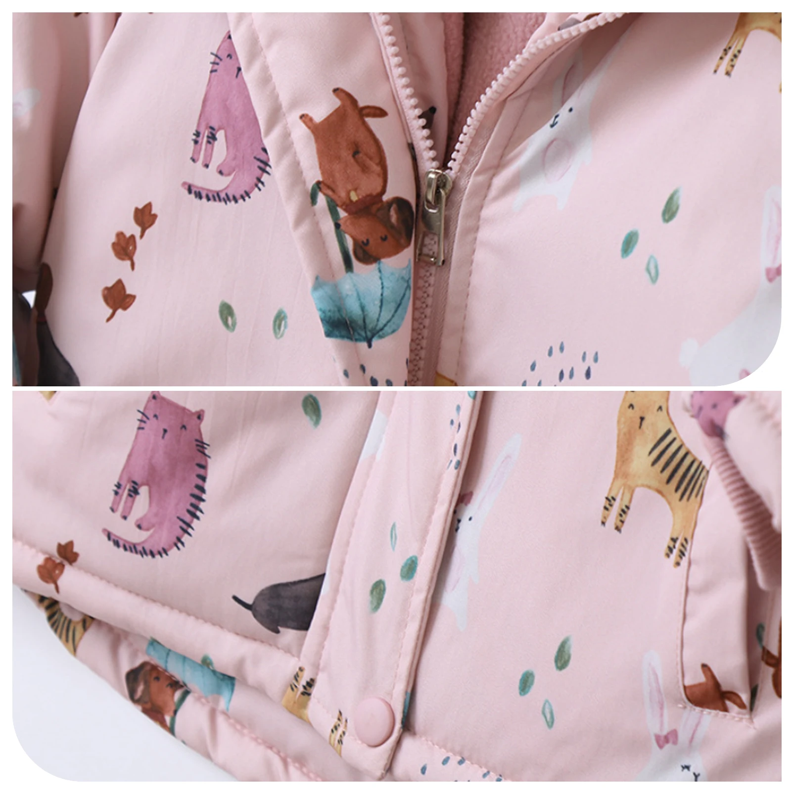 Girls' Softshell Jacket with Fleece,Children's Transition Coat,Windproof Waterproof Rain Jacket,Hood Cartoon Kids Winter Outfits