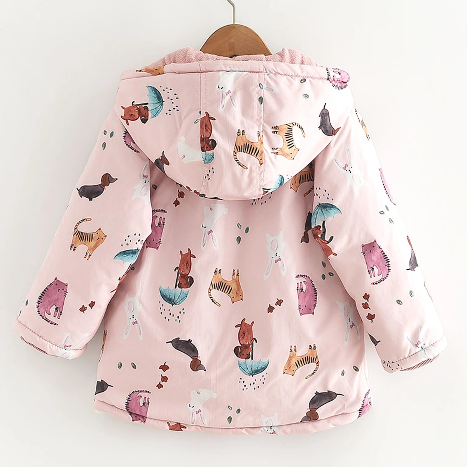 Girls' Softshell Jacket with Fleece,Children's Transition Coat,Windproof Waterproof Rain Jacket,Hood Cartoon Kids Winter Outfits