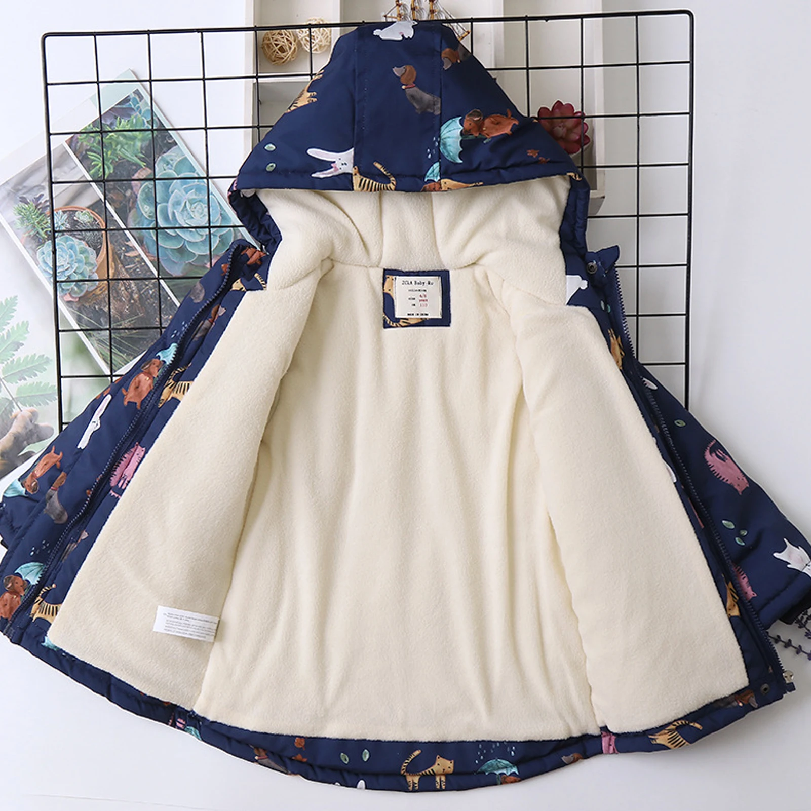 Girls' Softshell Jacket with Fleece,Children's Transition Coat,Windproof Waterproof Rain Jacket,Hood Cartoon Kids Winter Outfits