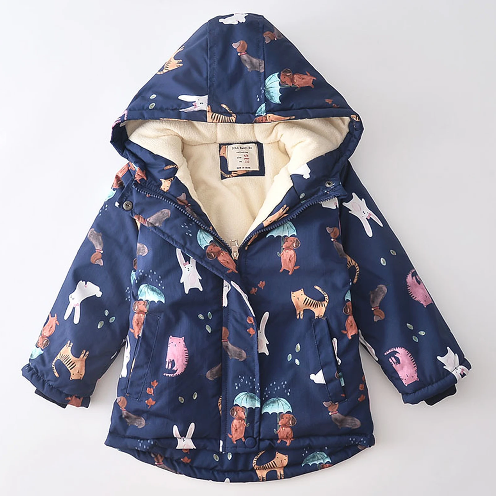 Girls' Softshell Jacket with Fleece,Children's Transition Coat,Windproof Waterproof Rain Jacket,Hood Cartoon Kids Winter Outfits