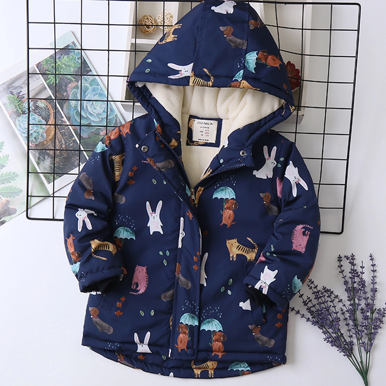 Girls' Softshell Jacket with Fleece,Children's Transition Coat,Windproof Waterproof Rain Jacket,Hood Cartoon Kids Winter Outfits