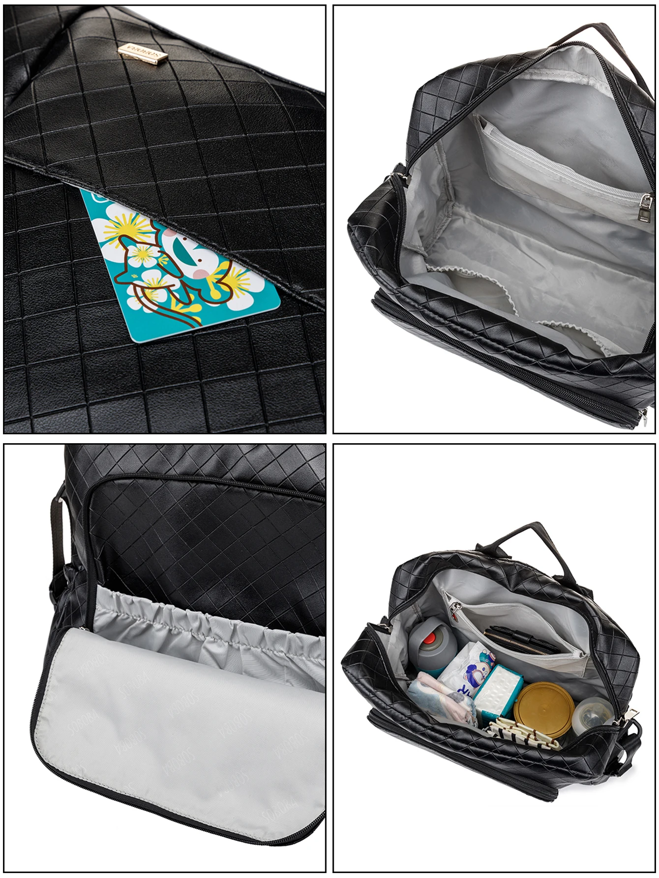 Soboba New Mommy Diaper Backpack Large Capacity Multi-functional Waterproof Diaper Bag for Quick Out Going with 2 Straps