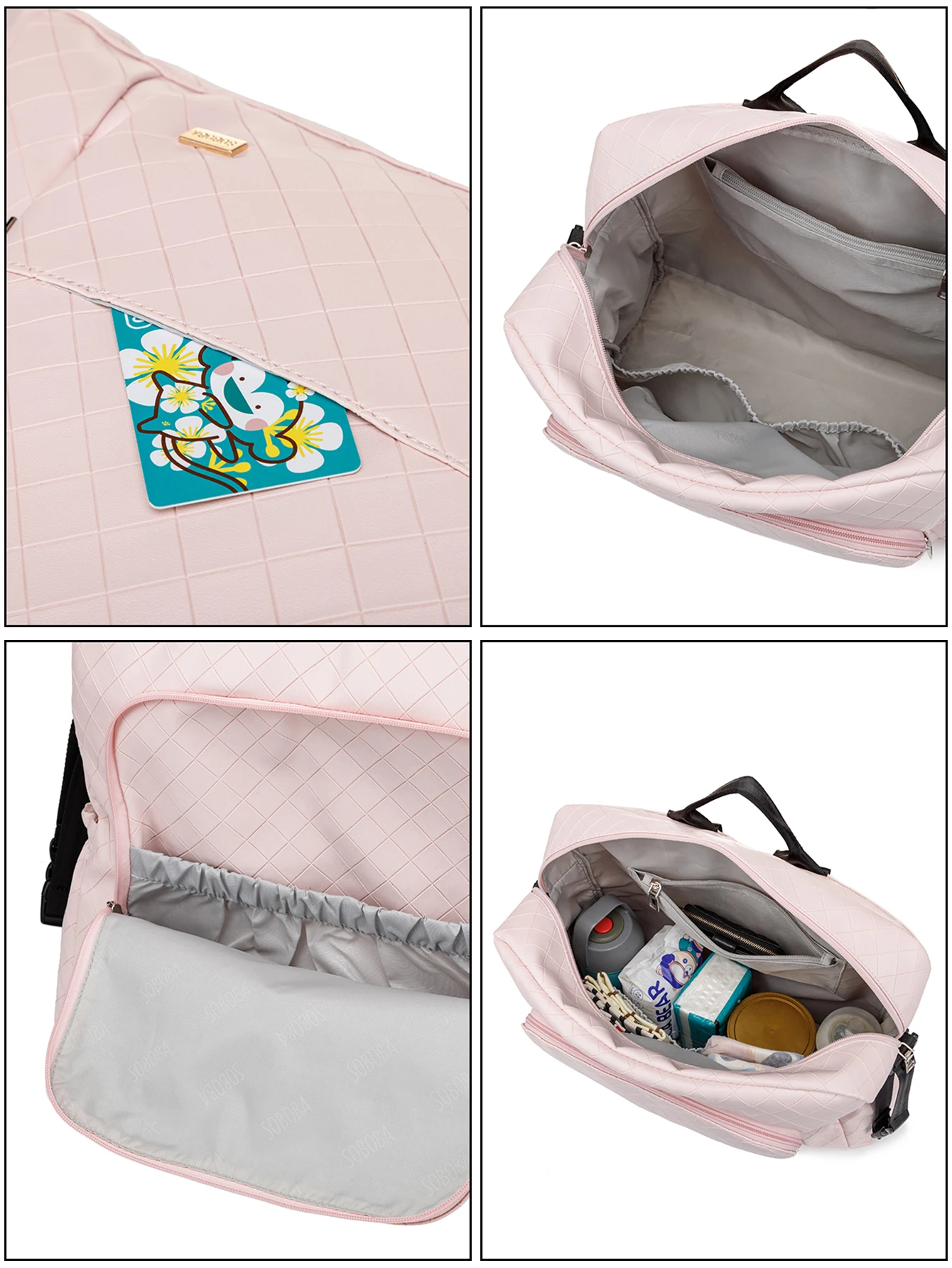 Soboba New Mommy Diaper Backpack Large Capacity Multi-functional Waterproof Diaper Bag for Quick Out Going with 2 Straps