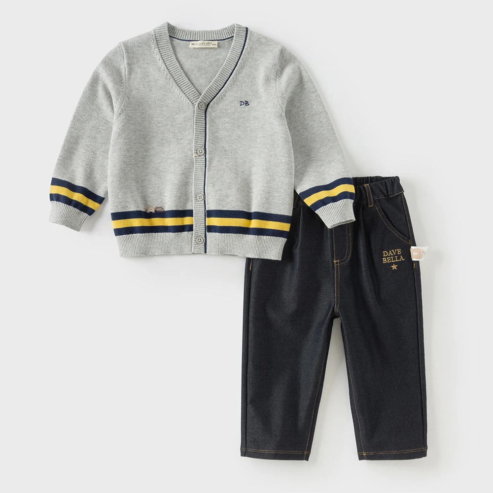 Dave Bella Children's Jean Pants 2025 New Spring Autumn Boys Cowboy Straight Pants Casual Loose Outdoor Trousers DB3252882