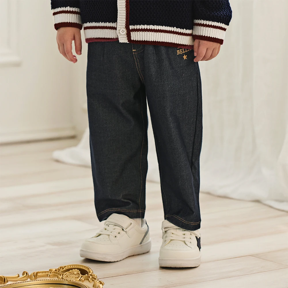 Dave Bella Children's Jean Pants 2025 New Spring Autumn Boys Cowboy Straight Pants Casual Loose Outdoor Trousers DB3252882