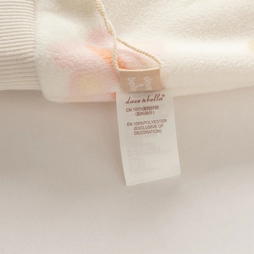 Dave Bella Girls Pullover Autumn Winter Butterfly Print Baby Plush Warm Sweatshirt Kid Sportswear Children Cute Hoodie DB4254781