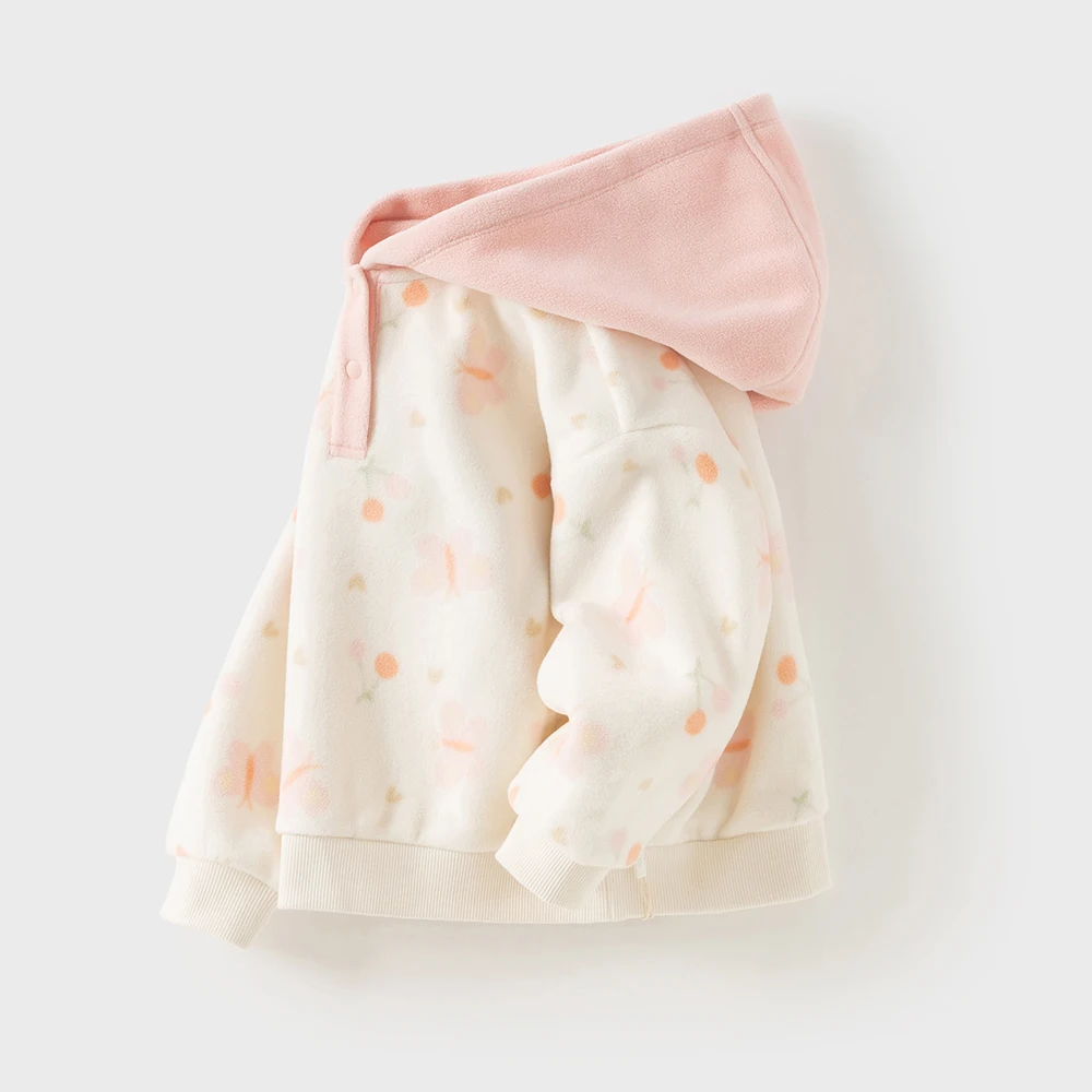 Dave Bella Girls Pullover Autumn Winter Butterfly Print Baby Plush Warm Sweatshirt Kid Sportswear Children Cute Hoodie DB4254781