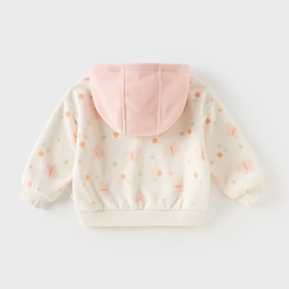 Dave Bella Girls Pullover Autumn Winter Butterfly Print Baby Plush Warm Sweatshirt Kid Sportswear Children Cute Hoodie DB4254781