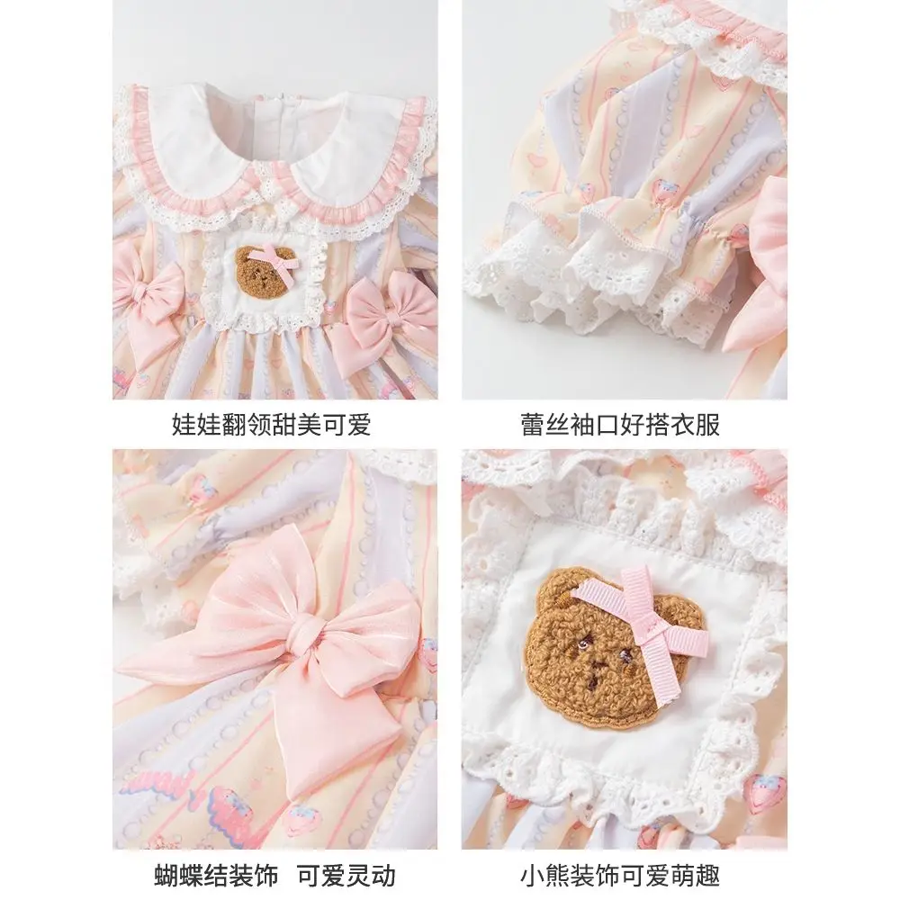 2023 Baby Girls Lolita Summer Dress Cute Bear Bow Birthday Princess Dresses Fashion Kids Children Clothes Tutu Vestidos