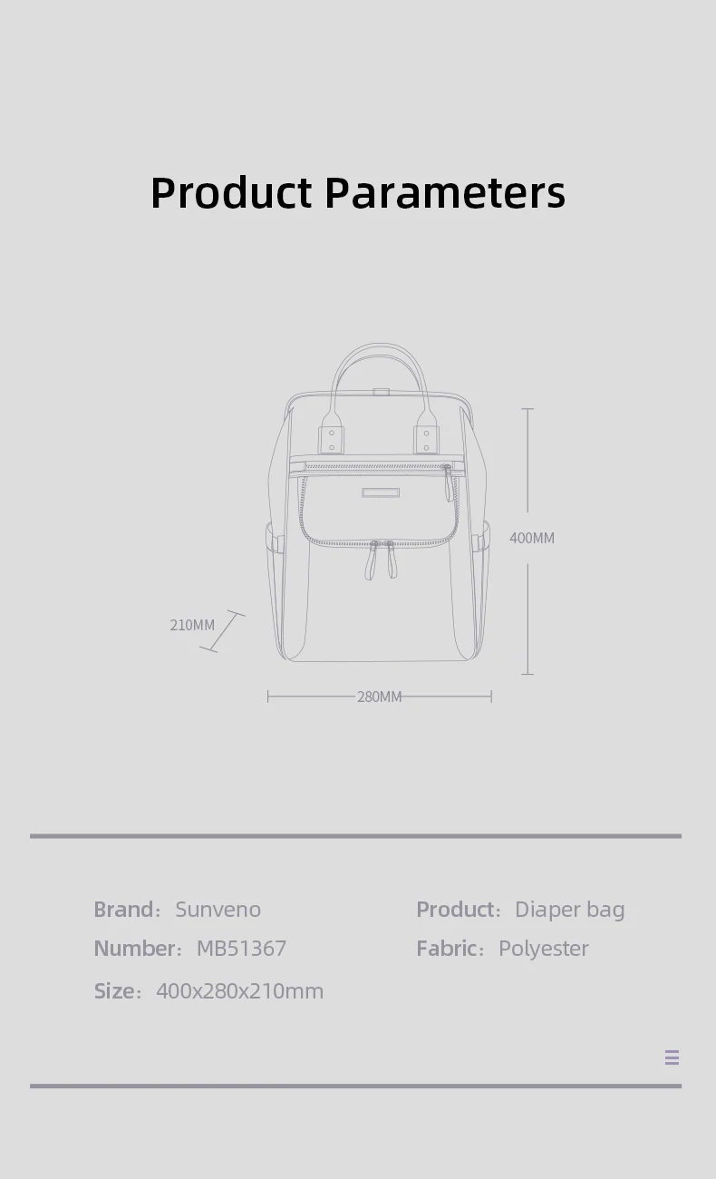 Sunveno Portable Diaper Bag Backpack Multifunction Travel Backpack Maternity Baby Changing Bags Large Capacity