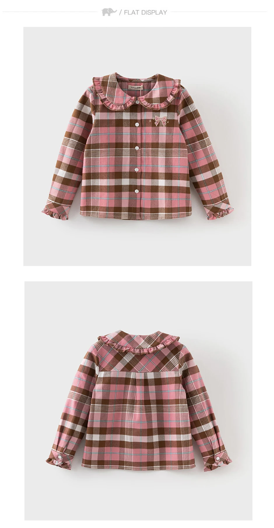 Dave Bella Children's Plaid Autumn Spring Shirt Girls Casual Outdoor Long Sleeve Blouse Tops Formal Party Clothes DK3253679