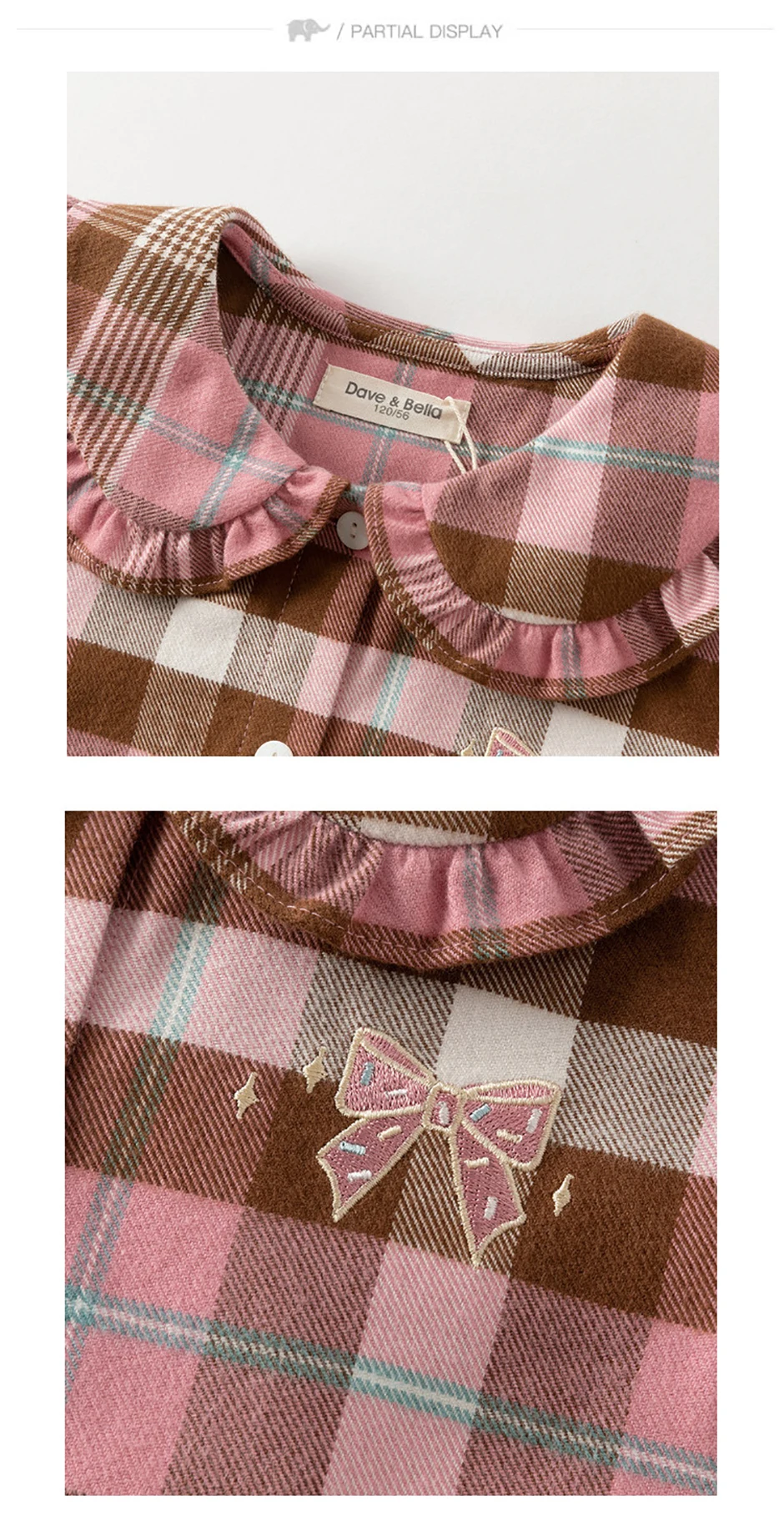 Dave Bella Children's Plaid Autumn Spring Shirt Girls Casual Outdoor Long Sleeve Blouse Tops Formal Party Clothes DK3253679