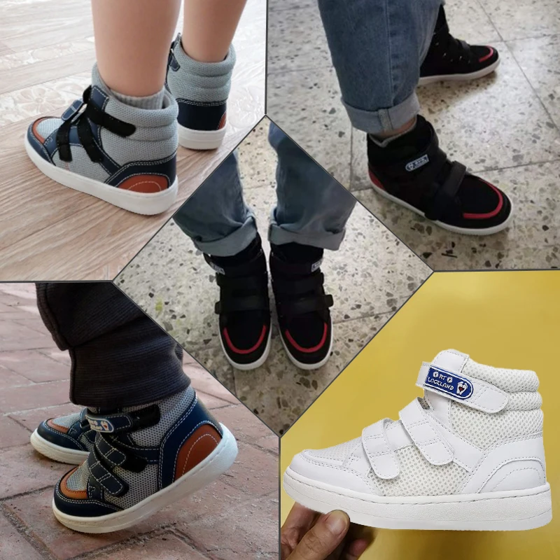 Ortoluckland Children Sneakers Kids Boys Leather Mesh Orthopedic Shoes Toddler Baby Girls Tiptoe Arch Support Soles Footwear