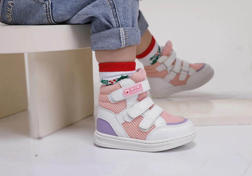 Ortoluckland Children Sneakers Kids Boys Leather Mesh Orthopedic Shoes Toddler Baby Girls Tiptoe Arch Support Soles Footwear