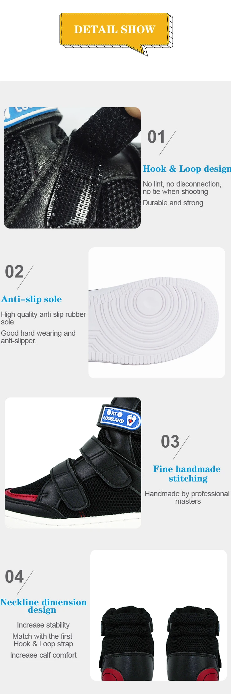 Ortoluckland Children Sneakers Kids Boys Leather Mesh Orthopedic Shoes Toddler Baby Girls Tiptoe Arch Support Soles Footwear