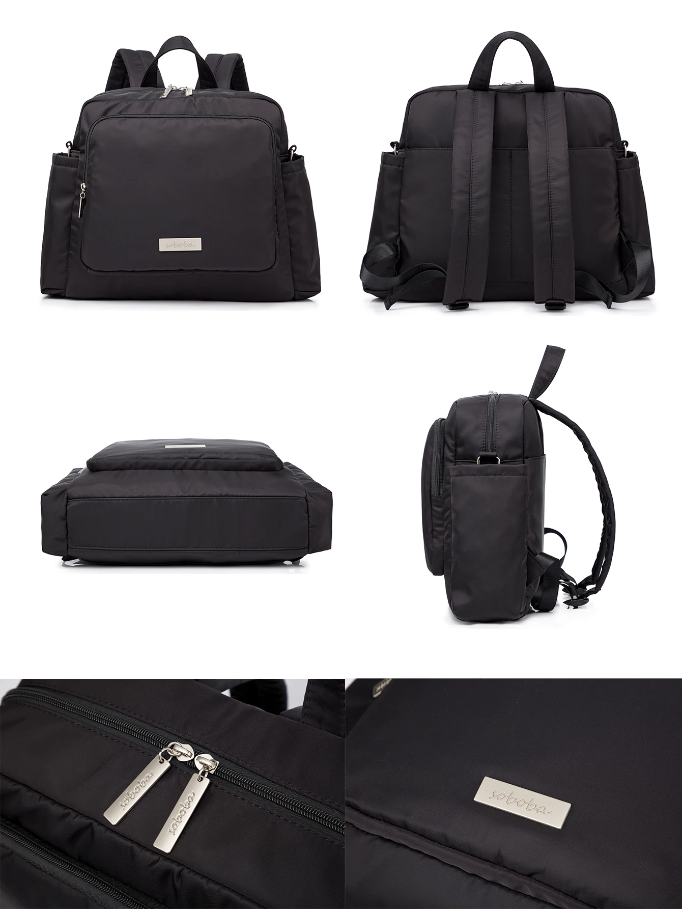 Soboba 2023 New Diaper Bags for Mother Waterproof Large Capacity Solid Polyester Diaper Backpacks Travel Bag for Newborn Baby