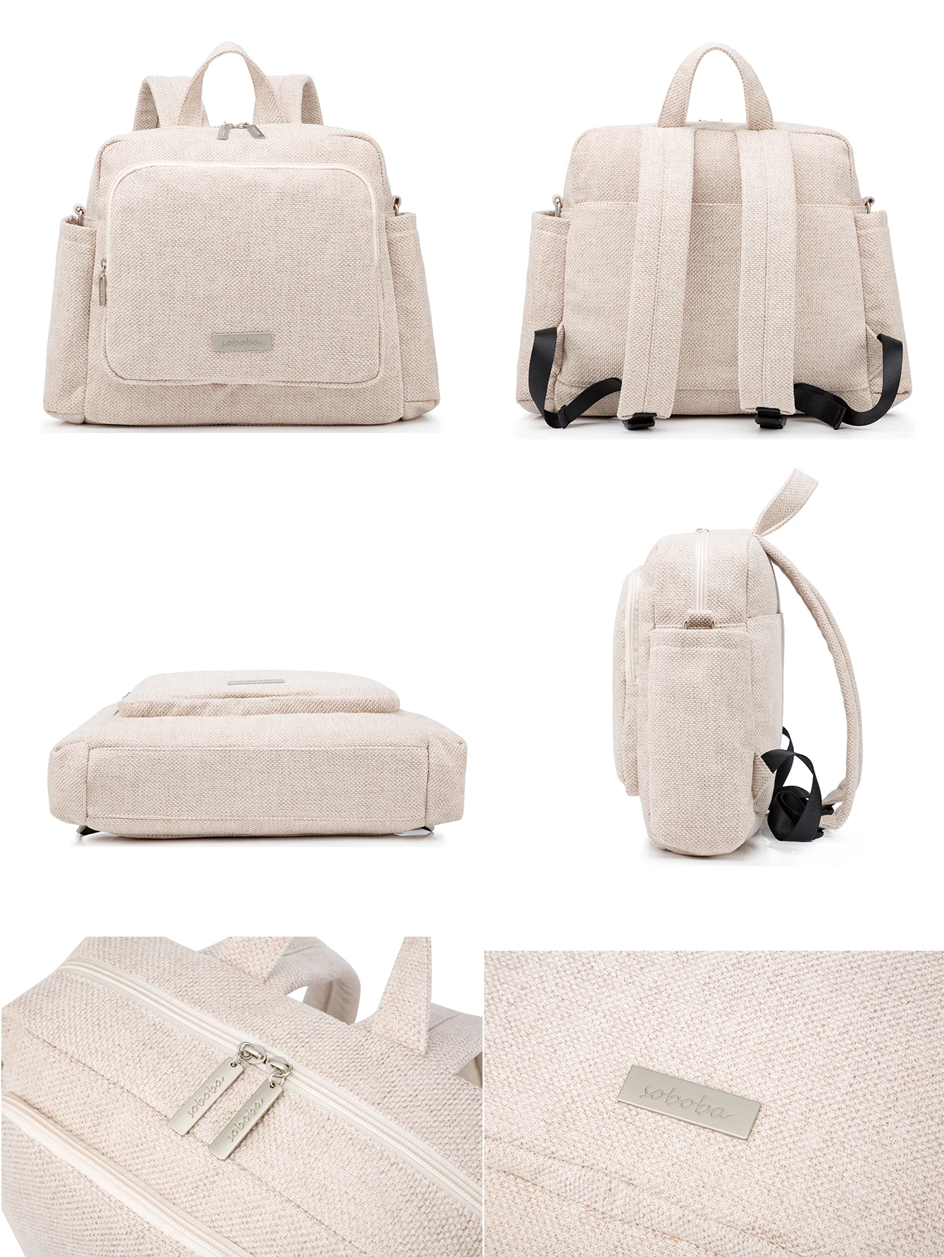 Soboba 2023 New Diaper Bags for Mother Waterproof Large Capacity Solid Polyester Diaper Backpacks Travel Bag for Newborn Baby