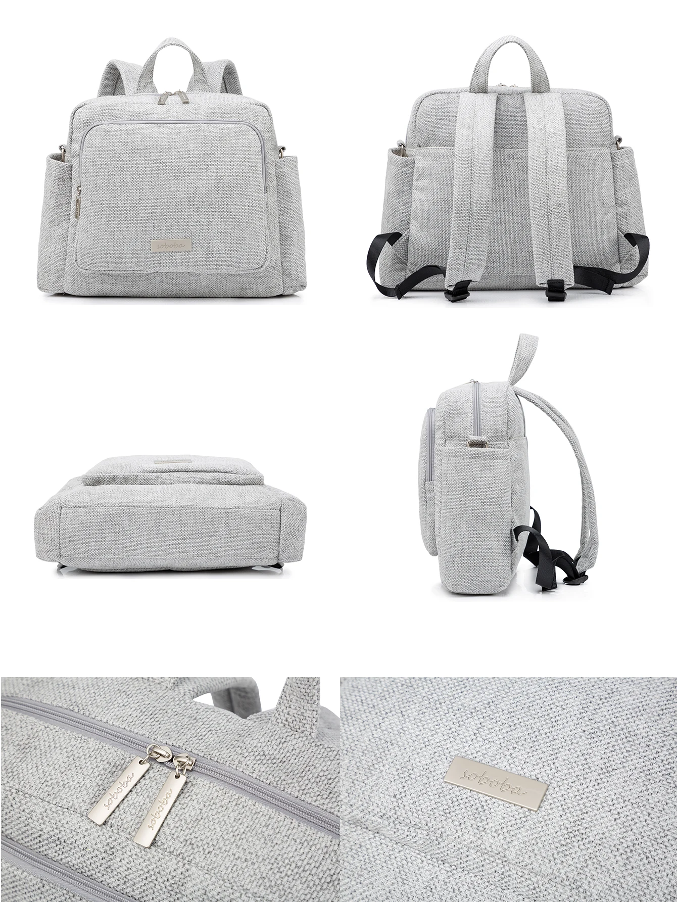 Soboba 2023 New Diaper Bags for Mother Waterproof Large Capacity Solid Polyester Diaper Backpacks Travel Bag for Newborn Baby