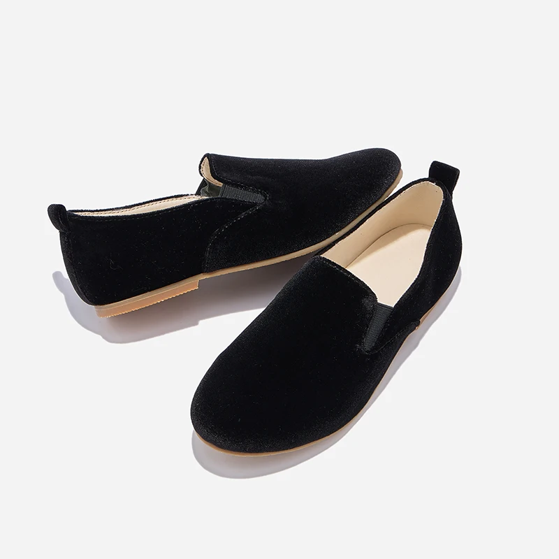 W-AP8-008 Boys And Girls Slip-on For School Velvet Quality New Black Blue Kids Shoes Hot Trend For Wimter Lovely