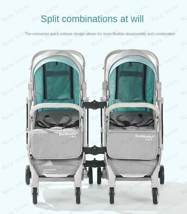 Twins baby stroller, can sit or lie down Portable folding baby stroller Detachable Double stroller baby carriage