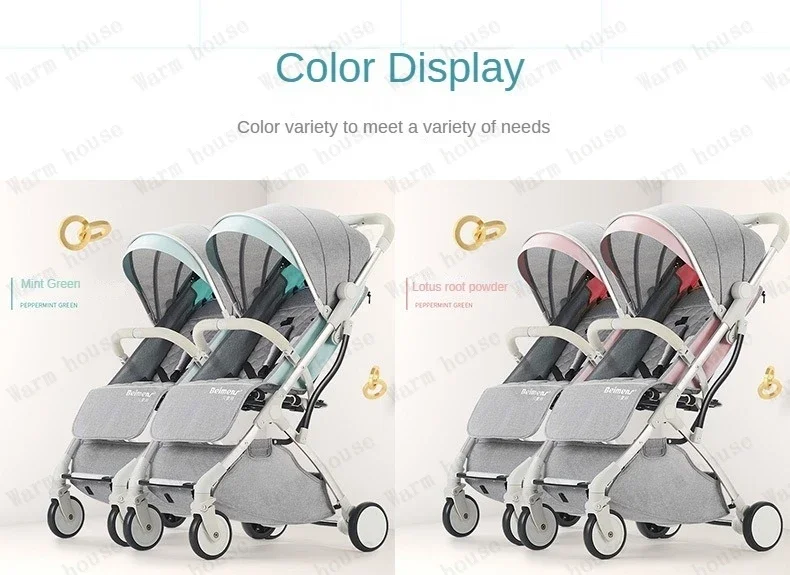 Twins baby stroller, can sit or lie down Portable folding baby stroller Detachable Double stroller baby carriage