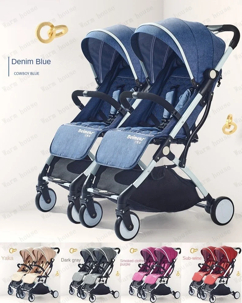 Twins baby stroller, can sit or lie down Portable folding baby stroller Detachable Double stroller baby carriage