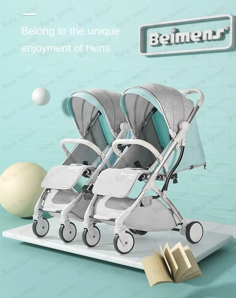 Twins baby stroller, can sit or lie down Portable folding baby stroller Detachable Double stroller baby carriage