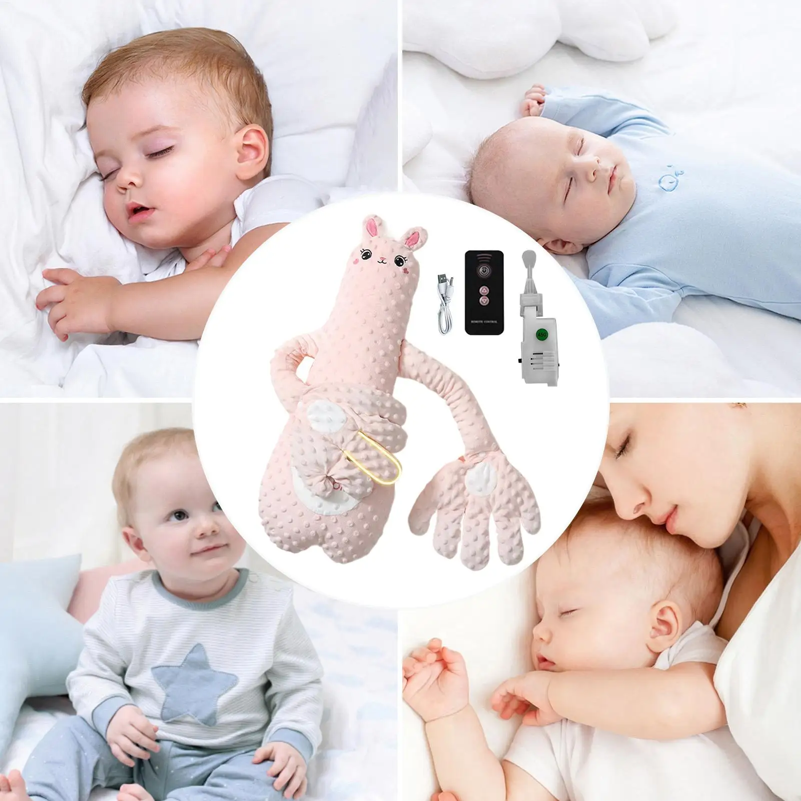 Baby Sleeping Patting Doll with Soothing Palm 3 Modes Remote Control Electric Baby Hand Pillow Stuffed Animal Sleep Soothers