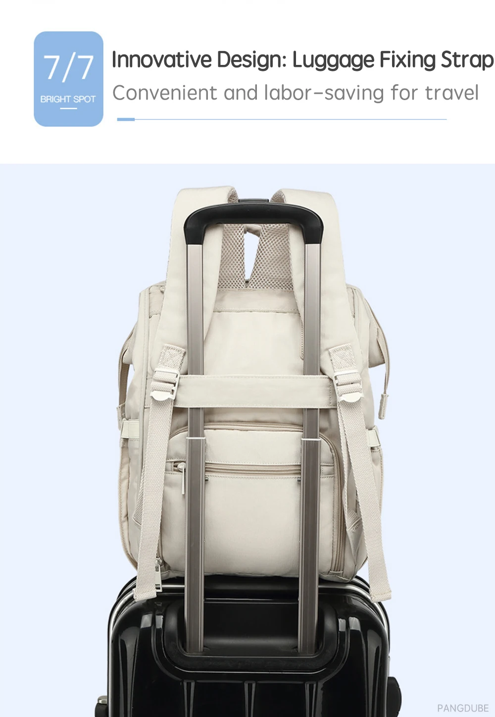 PANGDUBE Diaper Bag Backpack for Maternity Moms Baby Nappy Bag with Stroller Hooks Waterproof Large Capacity Travel Mommy Bag