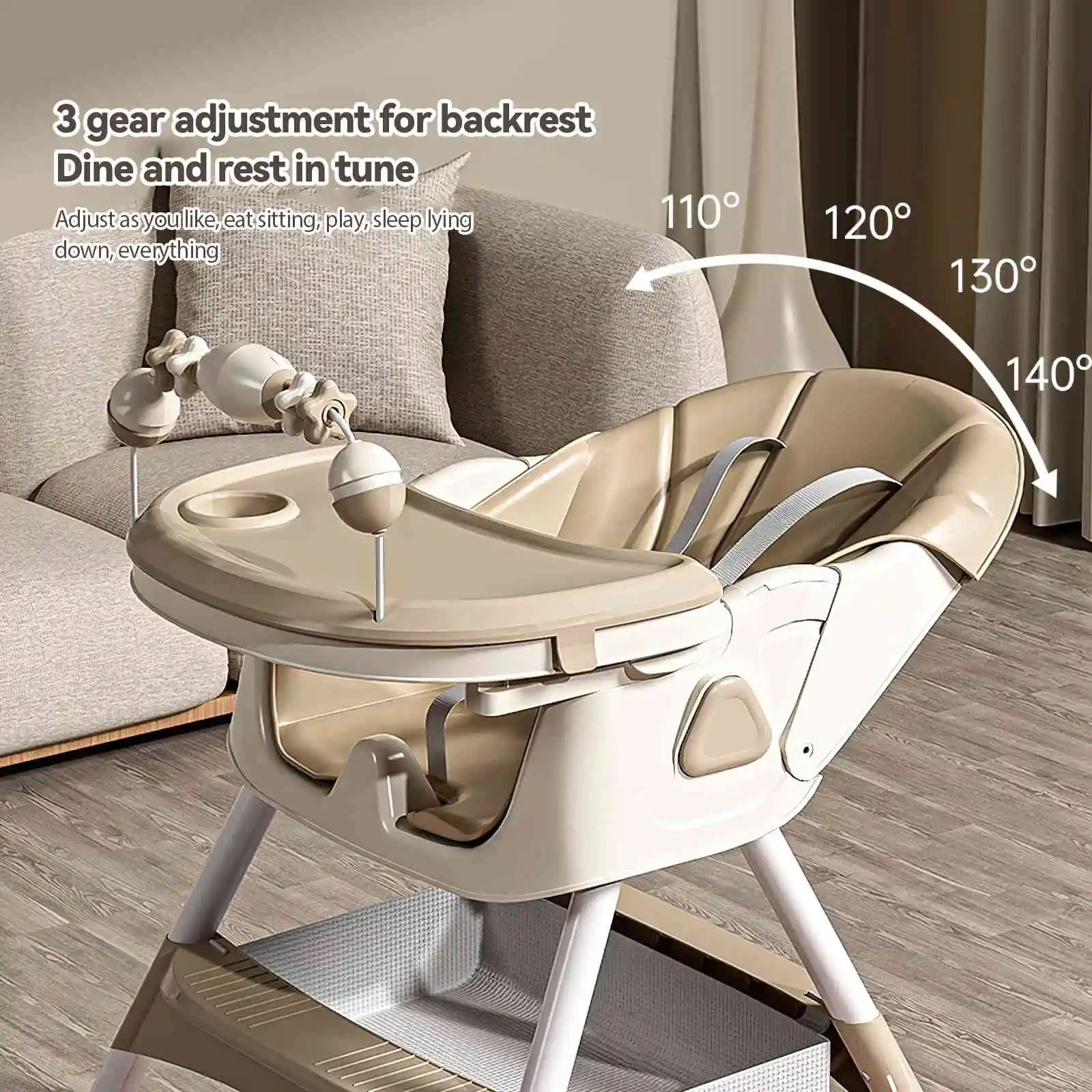 OWJHE Multi-functional folding Baby Seat Toddler Eating Chair Baby High Chair for Dinner Baby Feeding Chair with 4 Wheels
