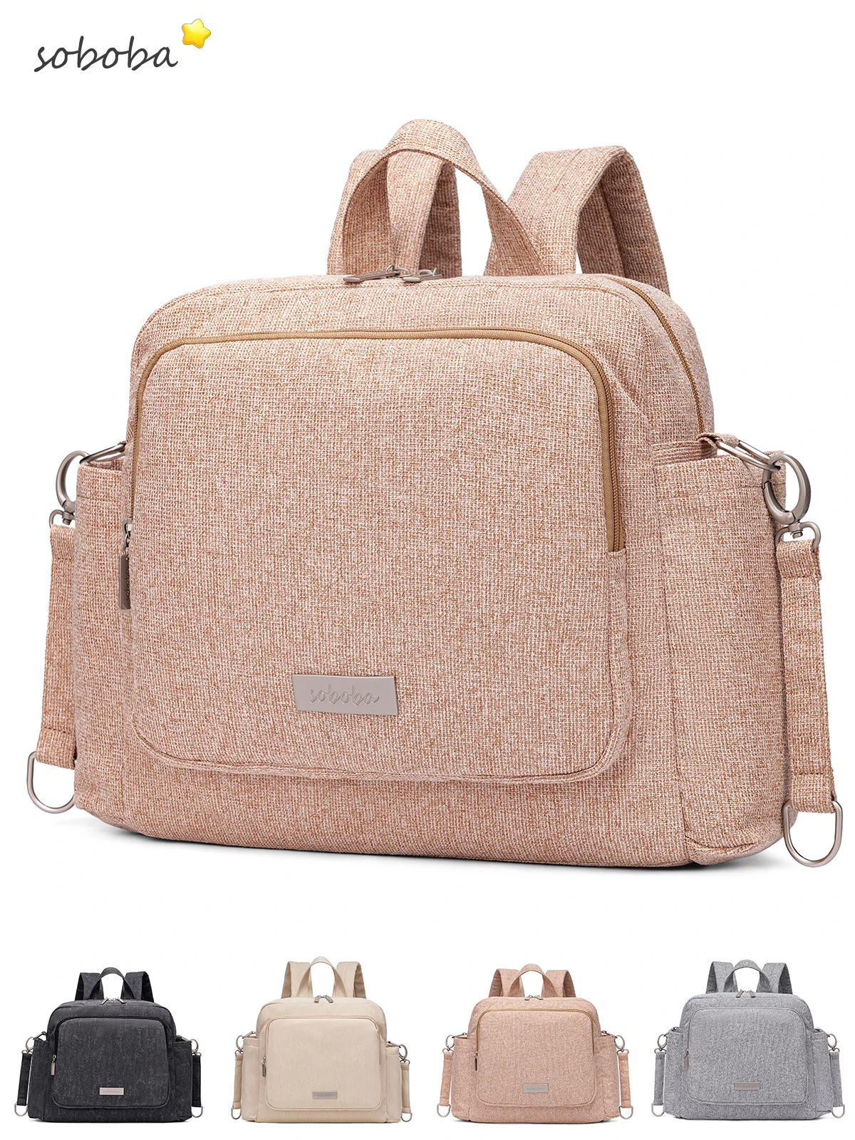 Soboba Women's Diaper Backpack Large Capacity with Stroller-Hanging Straps Portable Light Nappy Changing Bag for Babies